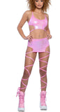 METALLIC HARNESS LEG WRAP SKIRT (Pink or Blue) “CRR x J. Valentine”