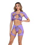 6422 - Sequin Shorts with Attached Sheer Mesh Chaps (Avail: Lavender, Lime)