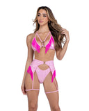 6458 - Pink Fringe Bikini Top (Pink)