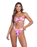 6470 - Rainbow Babe Shimmer Multi-Colored Underboob Romper