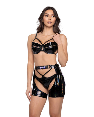 6503 - 2PC Pride Light-Up Vinyl Bra Set