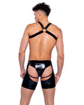 6506 - Men's Gothic Pride Vinyl Chaps w/ Light up LOVE strap and pouches