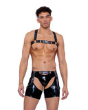 6506 - Men's Gothic Pride Vinyl Chaps w/ Light up LOVE strap and pouches