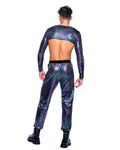 6531 -Men's Rainbow Oil Slick Camouflage Long Sleeved Crop Top