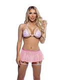6668 - Bedazzled Mesh Mini Skirt with Rhinestone Detail (Blk, Pink, White, Purple or Lime)