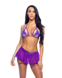 6668 - Bedazzled Mesh Mini Skirt with Rhinestone Detail (Blk, Pink, White, Purple or Lime)