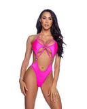 6683 - Bedazzled Strappy Romper with Rhinestone Detail (Pink, Black or White)
