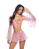 6648 - 2PC Metallic Iridescent Bikini Set with Ring Detail