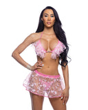 6721 - BIKINI TOP with Butterfly & Sequin Trim & Heart Hardware
