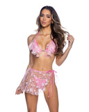 6721 - BIKINI TOP with Butterfly & Sequin Trim & Heart Hardware