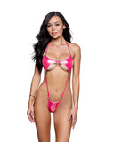 6745 - Pink, Berry or Orange Foil 1PC Swim with Rings