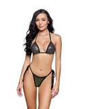 6769 - 2PC Sequin Net Tie-Side Bikini/ Dancer Set (Black or White)