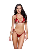 6773 - 2PC Shimmer Open-Cup Tie-Side Bikini/ Dancer Set (Black or Red)