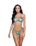6774 - 2PC Metallic Print Tie-Side Bikini / Dancer Set (Aqua or Pink)