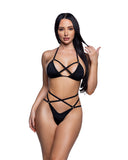 6782 - 2PC Spandex Strappy Ring Bikini / Dancer Set (Black or Royal Blue)