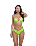 6798 - 2PC Rave/Swim/Dancewear Holographic Python Strappy Short Set (4 Colors; S-L)
