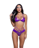 6798 - 2PC Rave/Swim/Dancewear Holographic Python Strappy Short Set (4 Colors; S-L)