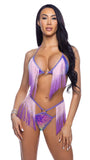 6708 - 2PC Sequin & Ombre Fringe Short Set