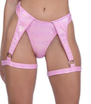 6444 - Metallic Iridescent Shorts w/ Attached Leg Strap (Avail: Pink, White)