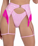 6459 - Pink Fringe Garter Belt w/ Heart Detail