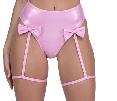 6457 - Pink Bow High-Waisted Shorts