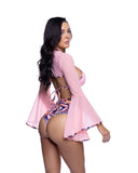 JR269 - Pink or Teal/Black Mesh Bell-Sleeve Shrug *CRR x J.Valentine*