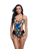 JR283 - Butterfly or Mushroom Print Lace-up Bodysuit (Sizes S-XL) *CRR x J.Valentine*