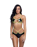 JR297 - Black/Neon Yellow PVC Star Top & Short Rave/Bikini Swim Set *CRR x J.Valentine*