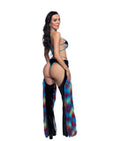 JR299 - Black/Dark Rainbow PVC & Faux Fur Belted Chaps *CRR x J.Valentine*