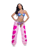 JR301 - Pink Faux Fur Heart Chaps *CRR x J.Valentine*