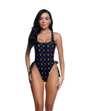 PBS122 - Playboy Bunny 1 Piece Multi-Color/ Black Swimsuit