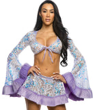 JR175 - Sequin Faux Fur Trimmed Skirt (Pink or Lavender)