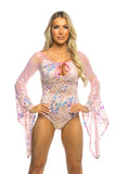 JR173 - Fishnet/Mesh Sequin Flair Sleeve Top (Blue, Pink or Lavender)