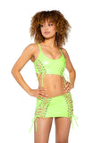 JR205 - Lime PVC Lace-Up Skirt