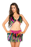 JR146 - Faux Fur Triangle Top (Pastel Rainbow, BBY Pink, Hot Pink, Pink/Pink, Dark Rainbow