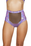 *LAVENDER LUXE* High-Waisted Short with Sheer Panel and Cross Back (Color: Purple