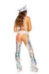 *UNICORN REALNESS* Tear Drop Sequin Suspender Chaps (Color: Baby Pink)