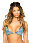 *ICE QUEEN* Sequin Triangle Bikini Top (Colors: Jade Blue, Light Blue, Pink Blue)