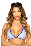 *ICE QUEEN* Sequin Triangle Bikini Top (Colors: Jade Blue, Light Blue, Pink Blue)