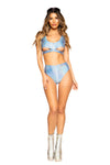 *ICE QUEEN* Shimmer High-Waisted Shorts with Zipper Closure (Color: Blue)