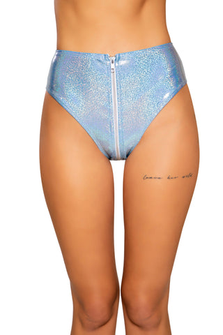 *ICE QUEEN* Shimmer High-Waisted Shorts with Zipper Closure (Color: Blue)