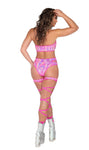 *RAINBOW BABE* Cutout Cropped Top (Colors: Black/Silver, Hot Pink, Multi)
