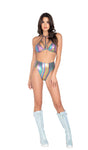 *HOLOGRAPHIC GLOW* Iridescent Bikini Top with Multi Straps (Colors: Multi, Peach)