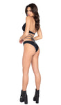 Two-Tone Shorts with Shimmer Front Panel (Colors: Black, Lavender)