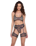 6230 - Sequin Fishnet Garter Belt Avail in: Black and White
