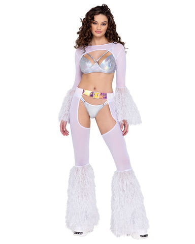 6248 - Sheer Chaps with Faux Fur Bell & Belt *