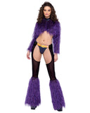 6250 - Long Sleeved Faux Fur Cropped Top Avail in White and Purple