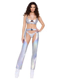 6254 - Holographic Crop Top with Buckle Closer