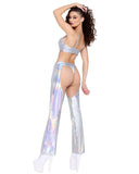 6254 - Holographic Crop Top with Buckle Closer