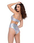 6254 - Holographic Crop Top with Buckle Closer